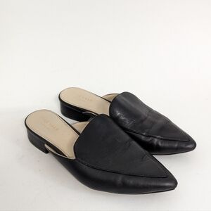 Cole Haan Pointed Toe Leather Slides Slipper Black 6.5 preppy Business casual
